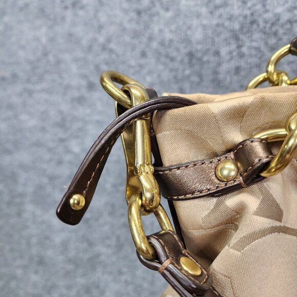 Coach Brooke F17183 Brown Sateen Signature Shoulder Bag Chain Straps F17183 - Picture 3 of 16